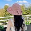 Bow bucket hat women's spring and summer women's sunshade basin hat showing small face ins big eaves sunscreen sun hat