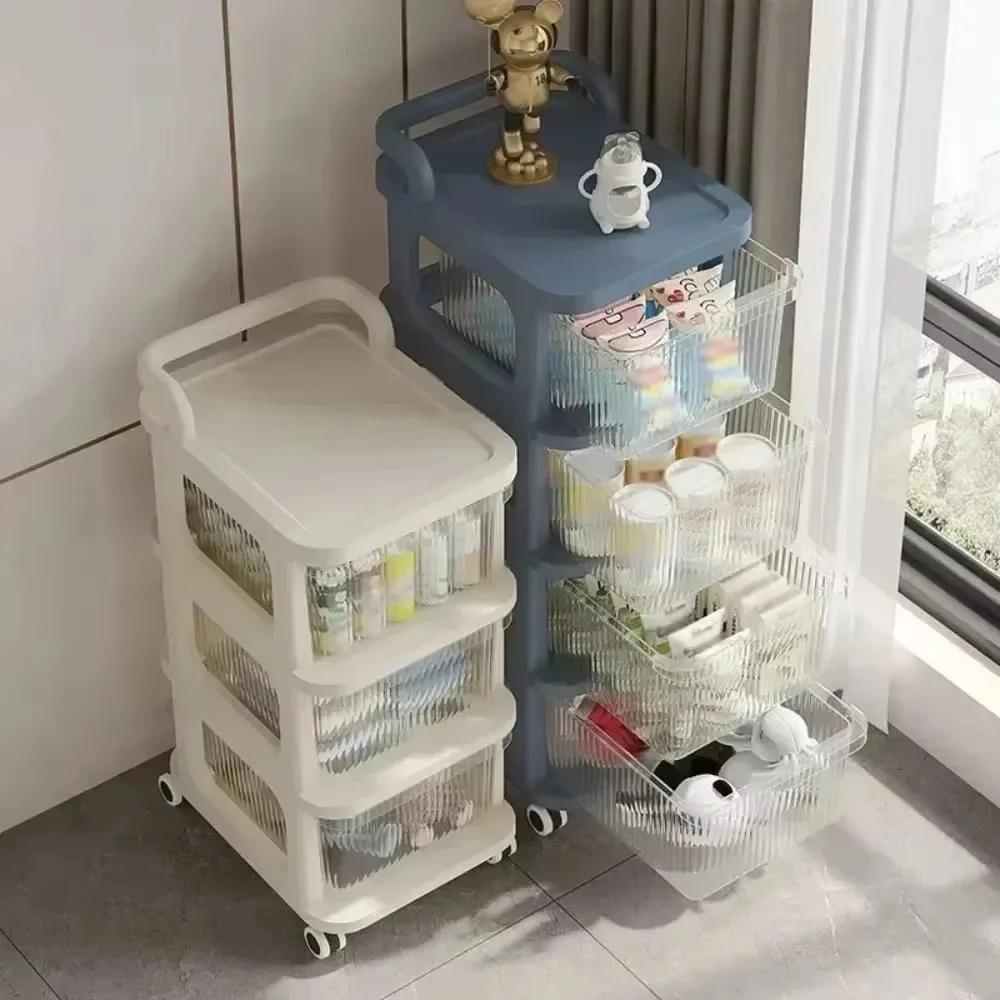 Transparent Trolley Drawer-Type Multifunction Acrylic Snack Toy Organizer Cabinet Multi-Layer Simple Cart Drawer Storage Shelves