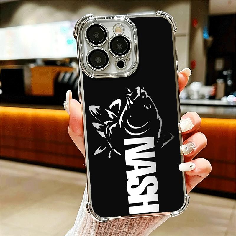 

Nash Fishing Fish Mark Soft Phone Case For iPhone 15 16 17 Air 14 Pro Max 16E Plus 13 12 Mini Plating Anti-Fall Fundas iPhone 17 Pro Max