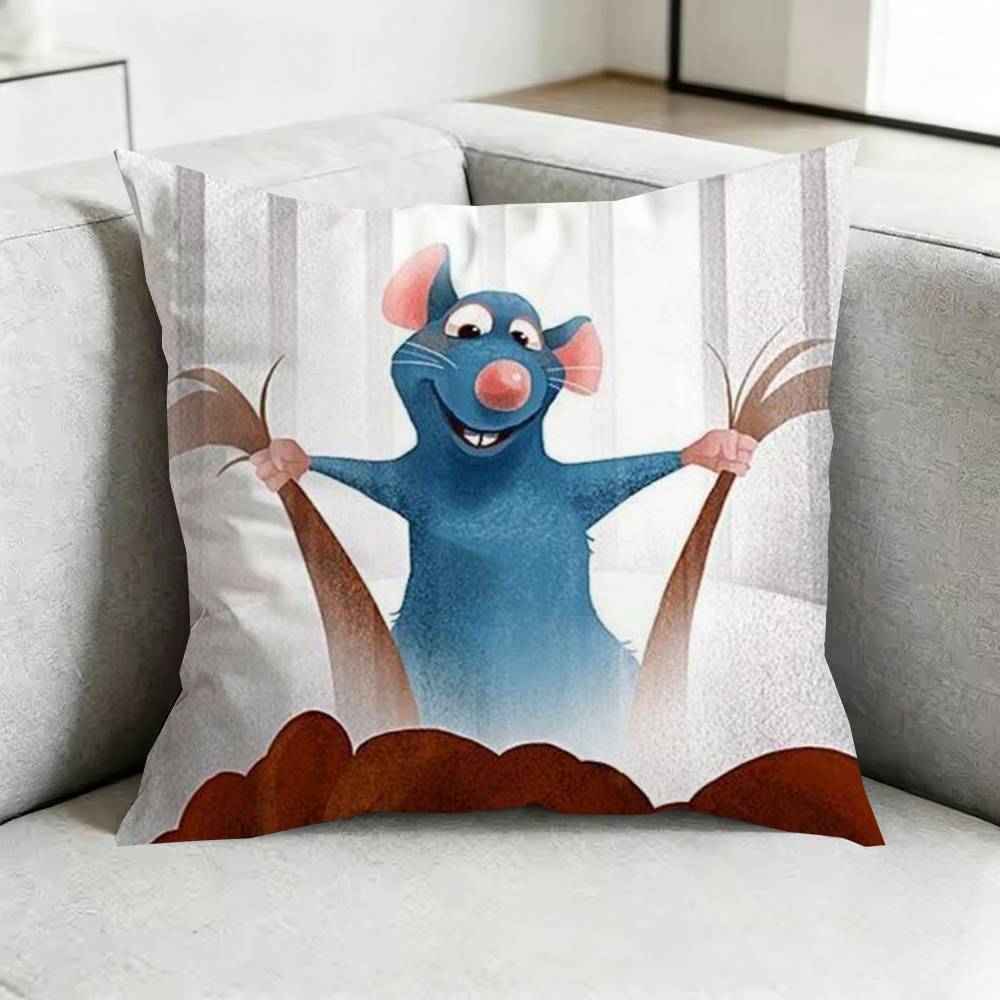 Cartoon Movie RatatouilleE Square DoubleSided printed Pillow Case Bedroom Bedside Pillow Sofa Cushion Cover Gift