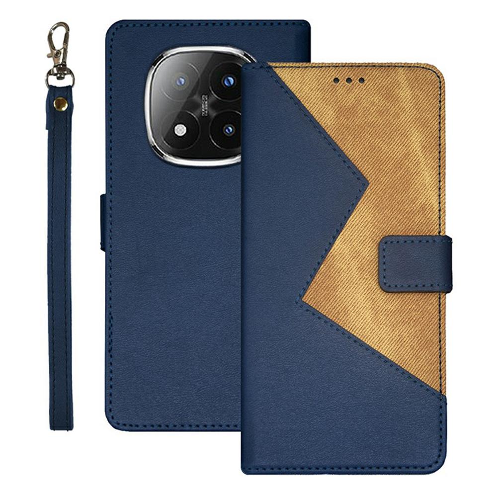 

IDEWEI For Xiaomi Redmi Note 14 Pro+ 5G Case Card Slots Splicing Color Leather Phone Cover Blue