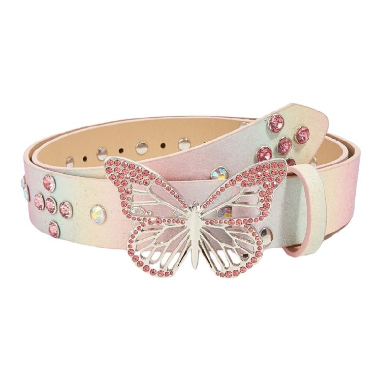 

Western Shinning Buckle Belt Butterfly Adjustable Buckle Belt for Skirt Jeans рожевий