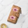 Long wallet with pink and white hibiscus flower close up print multifunctional portable coin purse with clasp suitable for daily commuting travel