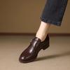 Genuine leather flat-soled small leather shoes women's thick-soled one-pedal single shoes belt buckle loafers