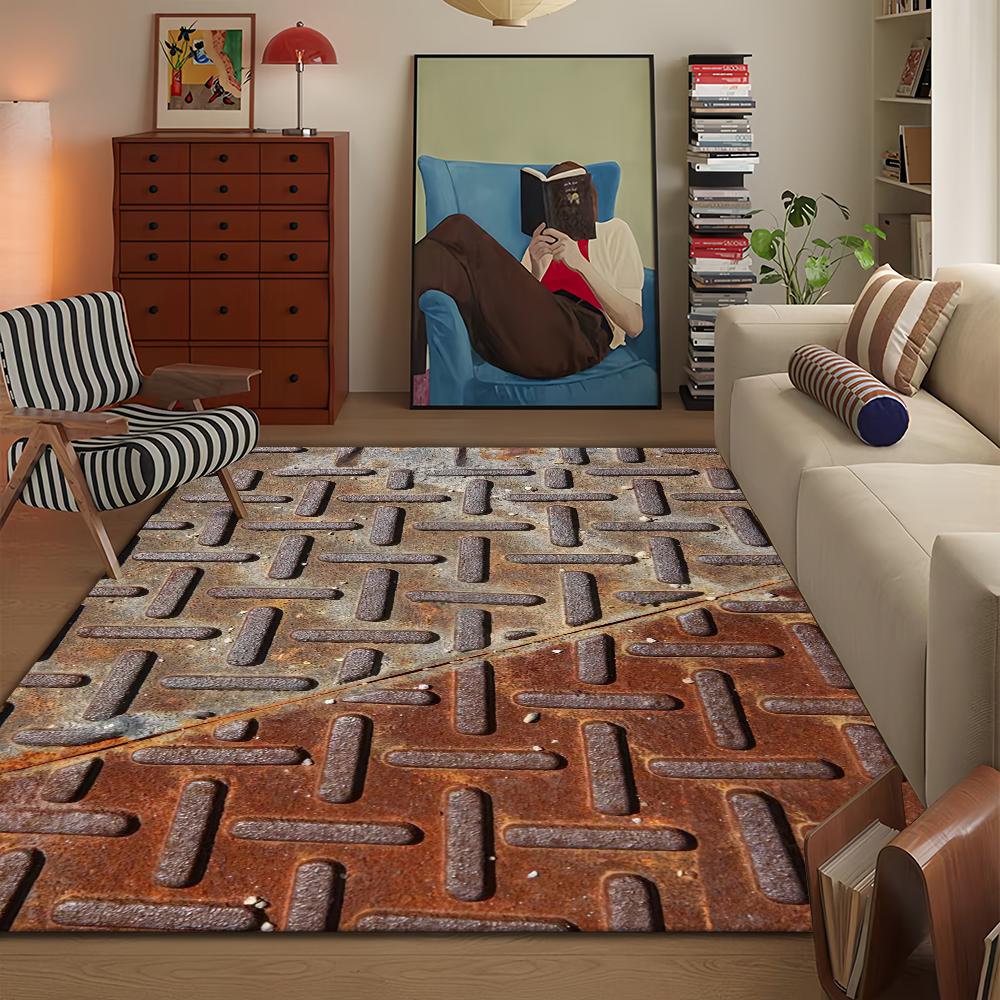 Funny Rust Iron Wall Door Mat Bath Microfiber Decorative Versatile Flannel Floor Mat Quick Dry Absorbent Non-slip Sole