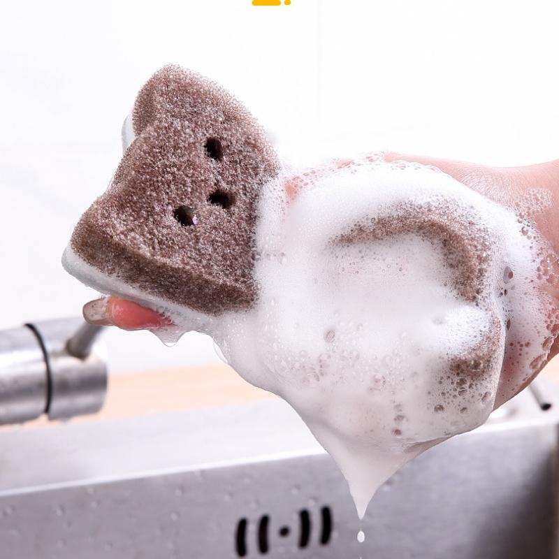 4pcs Thick Cute Cat Sponge Set for Kitchen - Durable Dishwashing & Cleaning Tools