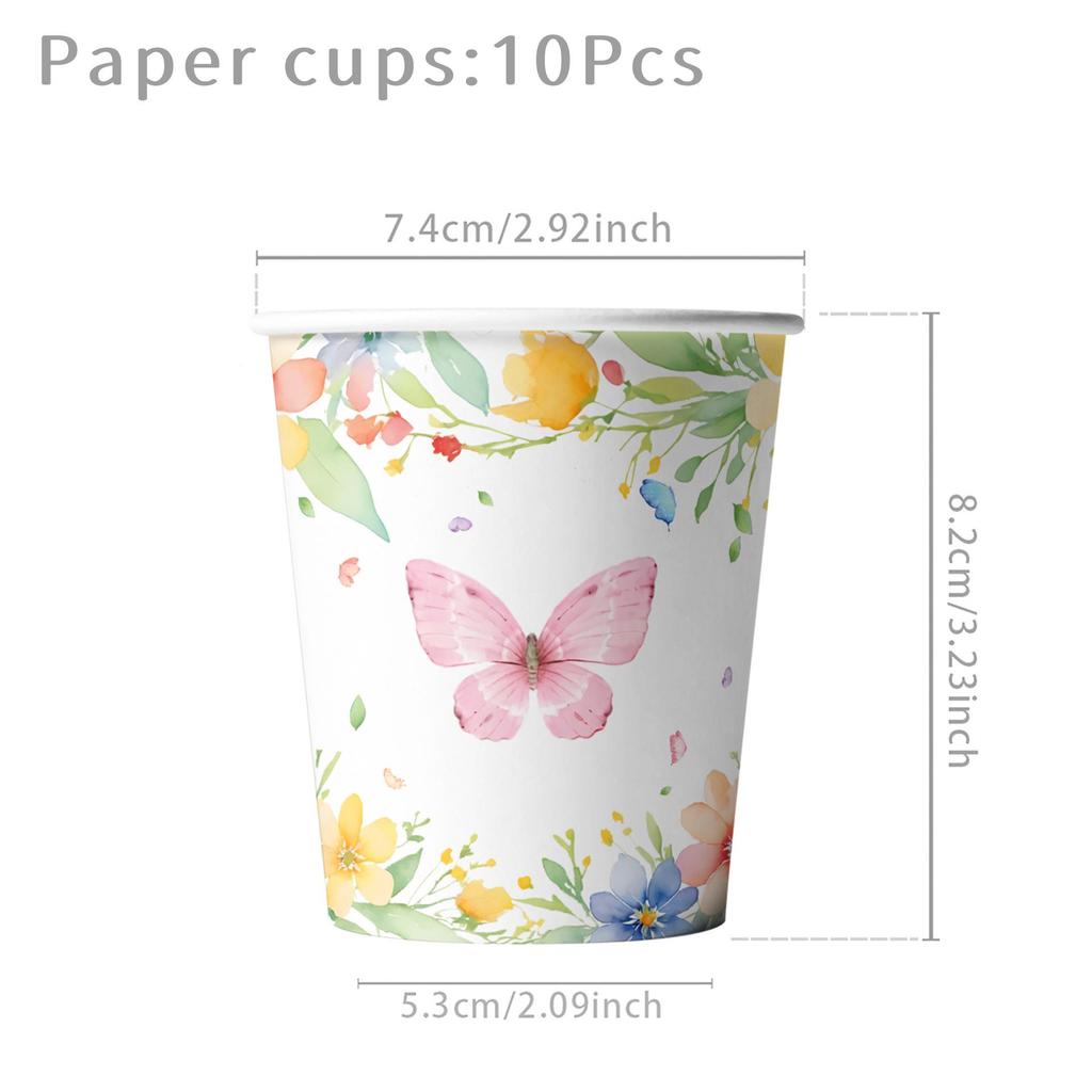 Pink Spring Butterflies Party Set: Tablecloth, Plates, Banner & Photo Props