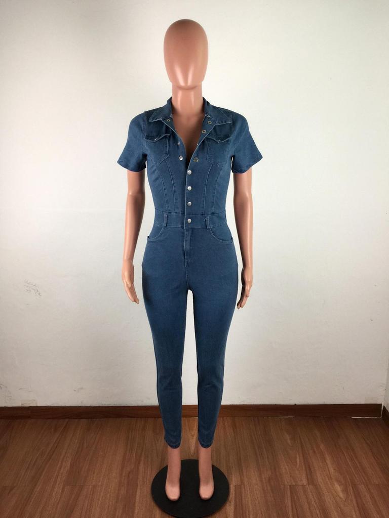Stylish Sexy Fashion Denim Jumpsuit Available for Sale