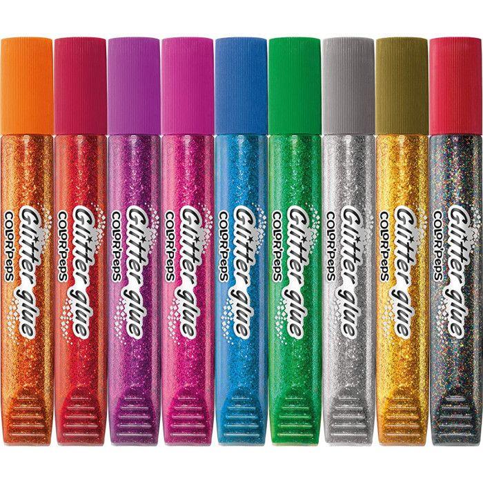 Colle pailletée - maped - color'peps - embout fin - 9 tubes de 10.5 ml