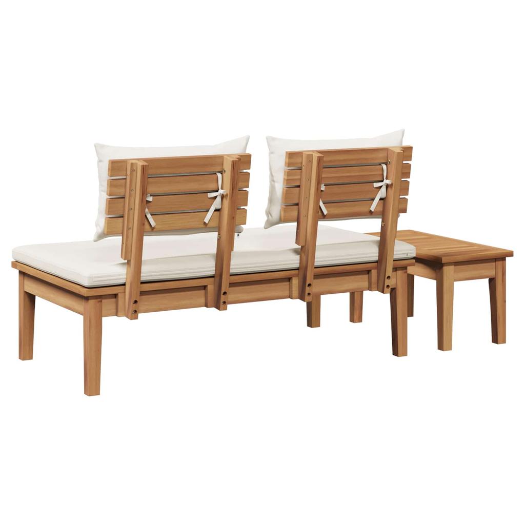 Garden Bench and Table Set 2 Pcs Cream and Brown Solid Teak Wood