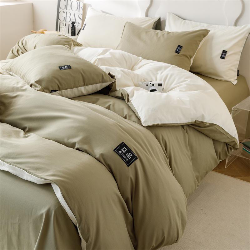 All-Season Pure Cotton Luxury Bedding Set: 4-Piece Bed Sheet & Duvet Cover for Dorms