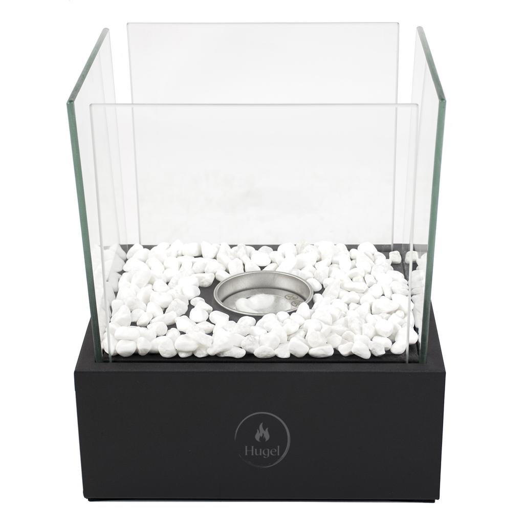 Bio fireplace, free-standing bio fireplace for the terrace, glass table, garden, standing