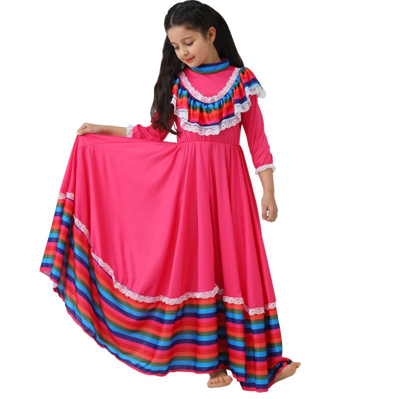 Children's Fuchsia Mexican Folk Dance Dress - Day of the Dead Costume