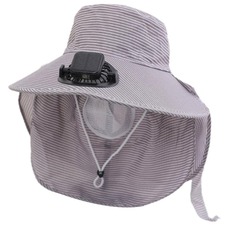 USB Rechargeable Cooling Fan Hat with Solar Charging And 3 Speed Adjustment Design for Women Men Hiking Camping