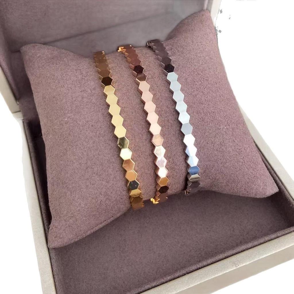 18K Rose Gold Honeycomb Bangle - Women's Luxury Niche Design by Shang&Mei