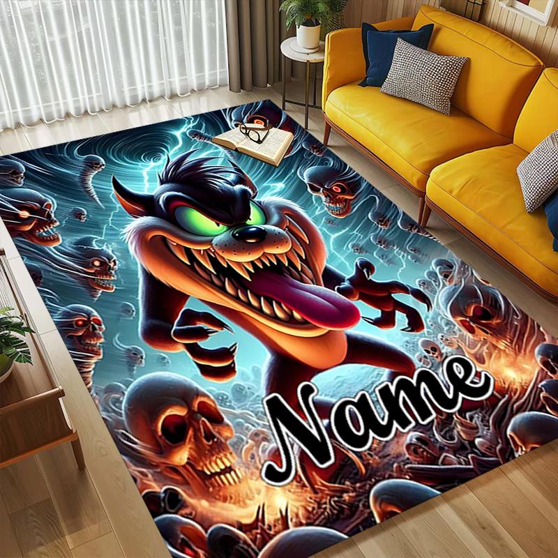 Custom Name Nightmare Cat Living Room Non-Slip Area Rug Soft Carpet for Bedroom Kids Playroom Sofa Office Home Decor Doormat