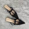 Fashion Satin Baotou Cool Mopping Summer New Pointed Toe Shallow Mouth Bow Hollow-out Non-slip Wear-resistant One-line High Heels