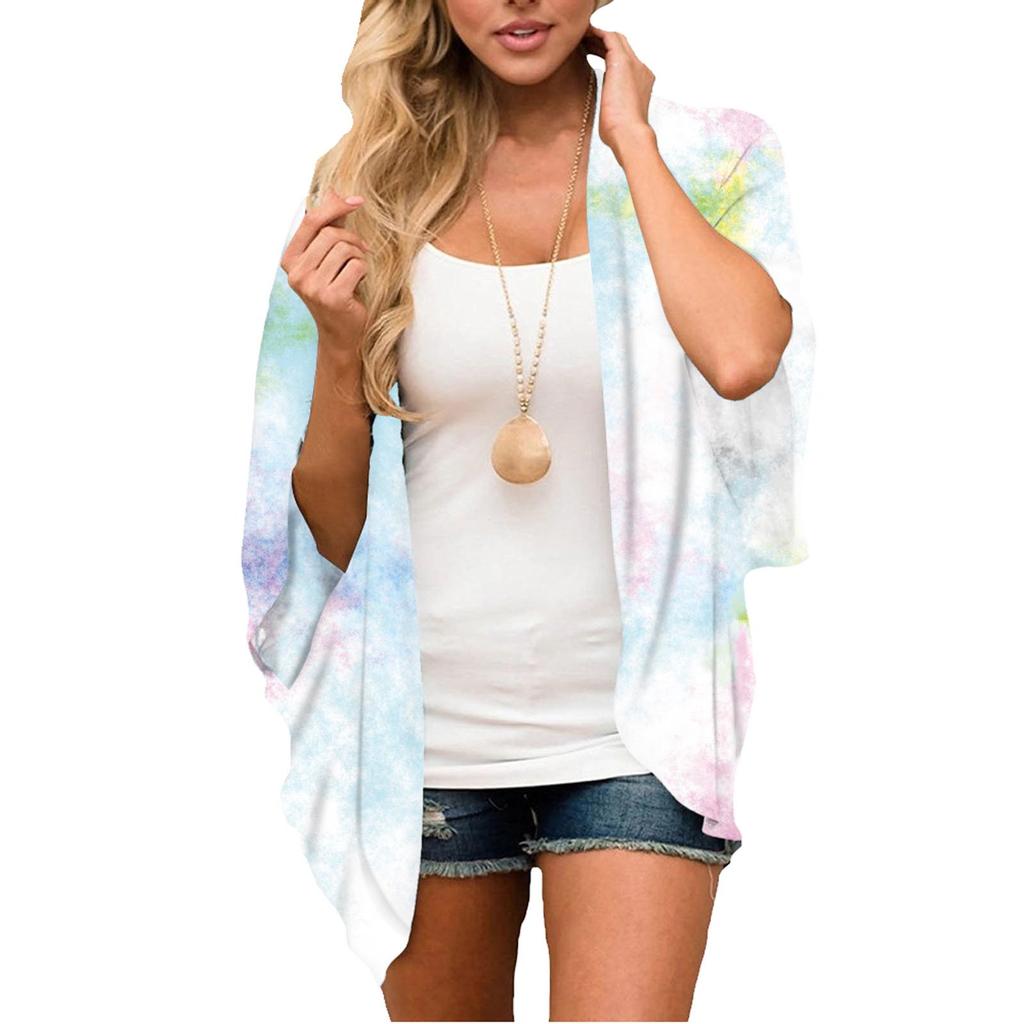 Women's Fashion Chiffon Printed Cardigan Loose Plus Size Beach Cover-Ups