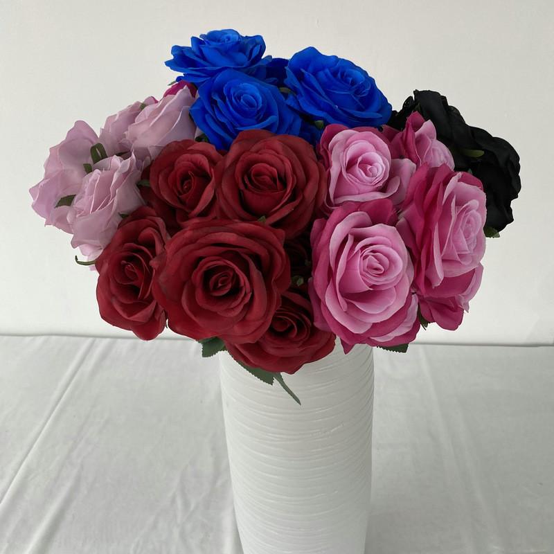 Silk 7 Branch Realistic Artificial Roses Wedding Photography Props Home Decor