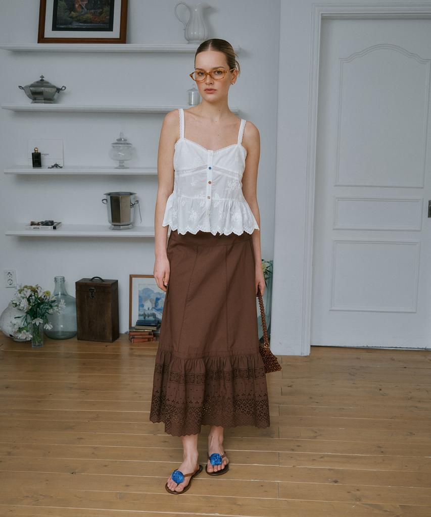 Green Butter Meadow Lace Skirt (Chocolate)
