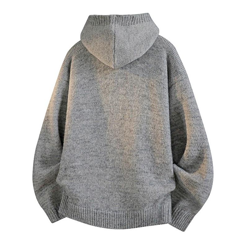 Herrhuvtröja i stickad kofta, avslappnad knapptröja