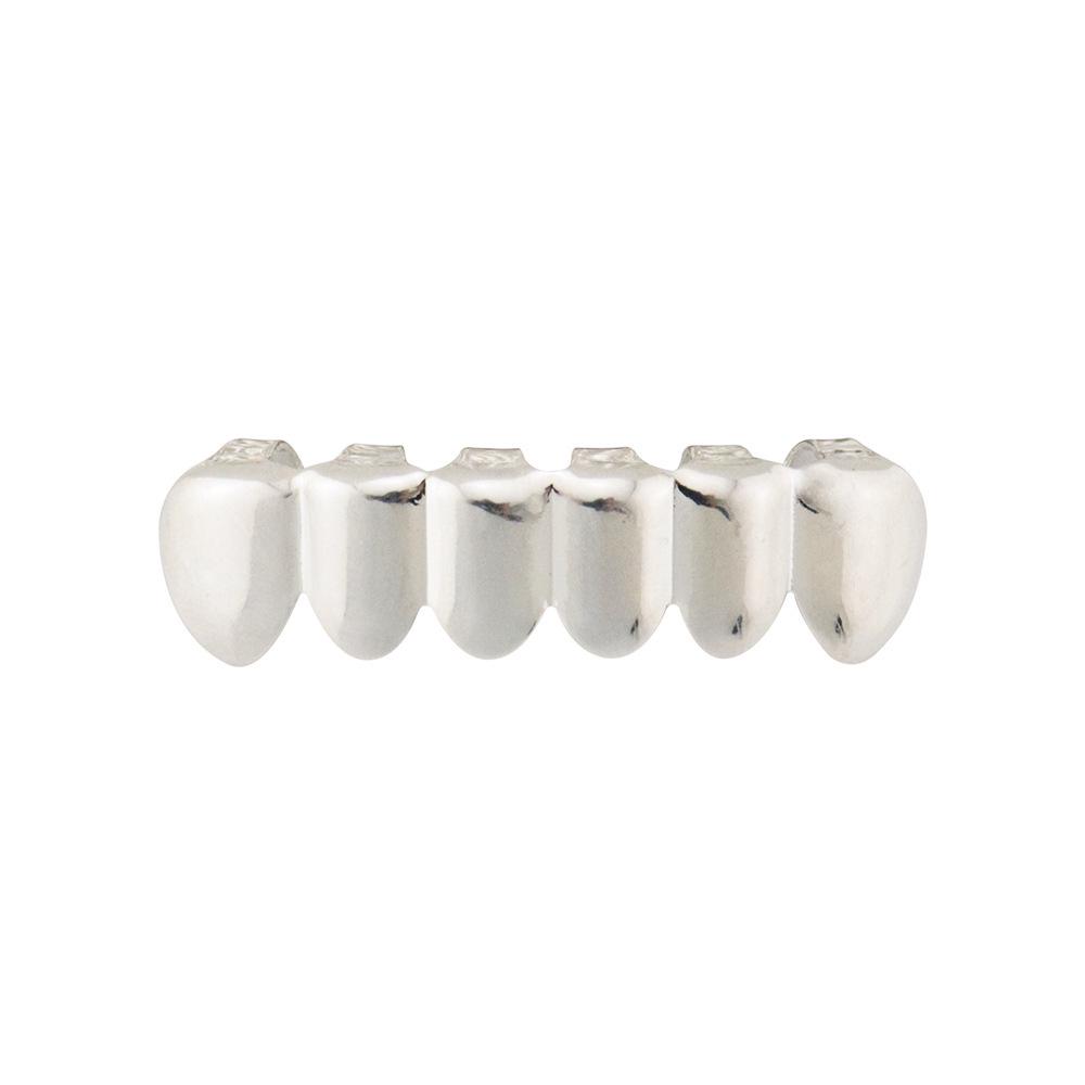 HIOHOP Lattice Pattern 18K Gold Plated Hip Hop Grillz - Top & Bottom Six Teeth Fashion Accessory.