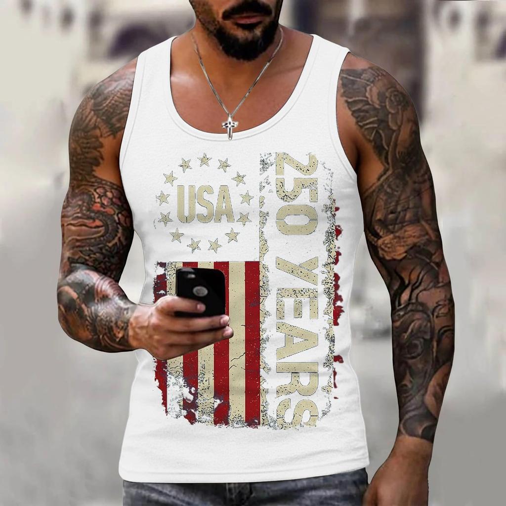 Men 4th Of Shirts USA Muscle Sleeveless Shirt Patriotic Tank Tops