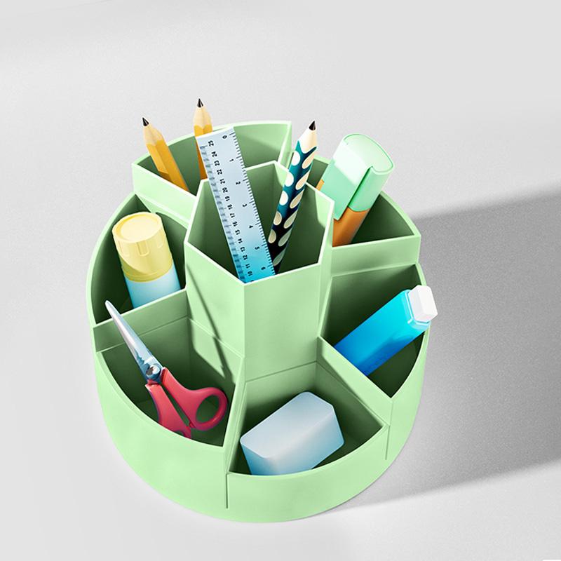1pc 360° Rotating Pen Holder Office Student Desktop Pencil Case Storage Box School Supplies Organizer Cute Stationery