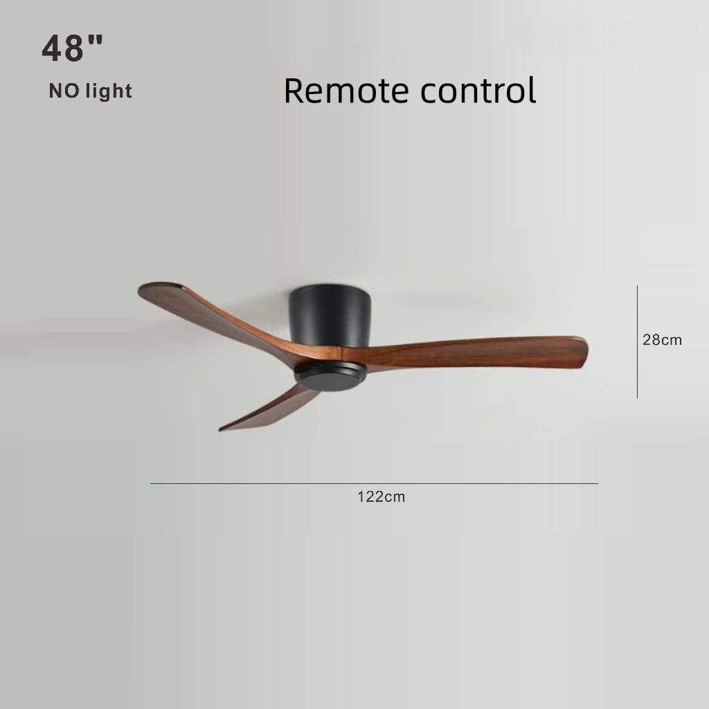 Living Room Bedroom Solid Wood Ceiling Fan Creative Villa Hotel Decoration Fan Nordic Minimalist Variable Frequency Fan