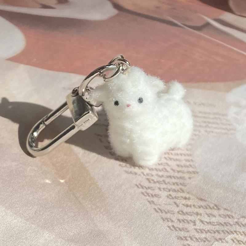 Flocking Resin Alpaca Capybara Keychains Charms Cute Elk Dolphin Garlic Keyring Backpack Decor Earphone Cover Pendant Key Chain