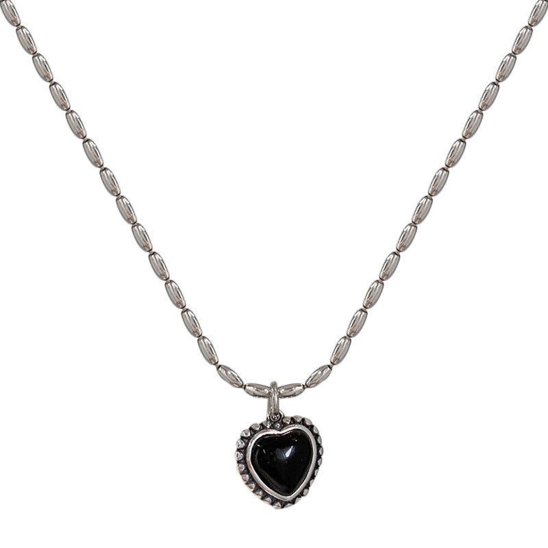 Xiaomi S925 Sterling Silver Necklace For Women Fashion Minimalist Pendant Necklaces Charm Simple Black Heart Necklace Birthday Gift
