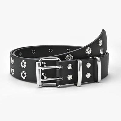 Korean Punk Double Eyelet PU Leather Belt with Decorative Buckle for Women