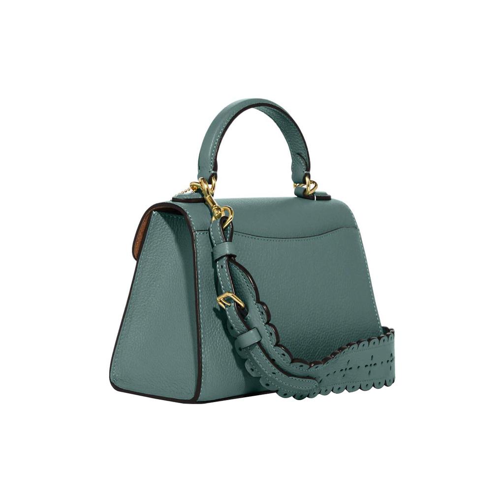 New COACH Pepper Leather Handbag, Shoulder Bag, Crossbody Bag Trumpets Women's Ink Wash Green CA234-IMMAR