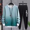 Hong Kong Style Fashion Casual Long Sleeve Men's Trendy Hoodie Set - Two-Piece Loose Fit