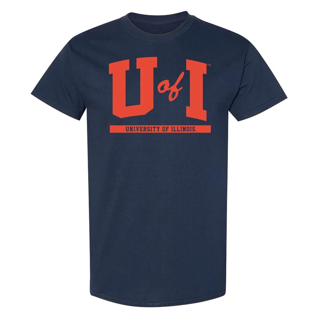 Illinois Fighting Illini Initial Arch - NCAA University Short Sleeve T-Shirt