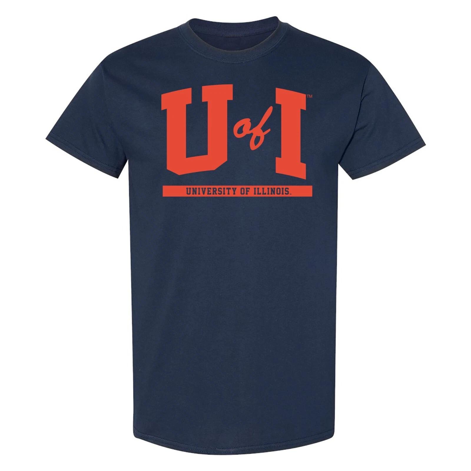 Illinois Fighting Illini Initial Arch - NCAA University Short Sleeve T-Shirt L