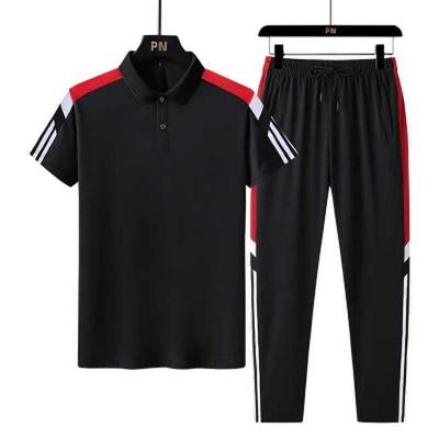Large Size Sports Suit Men's Summer Short Sleeved T-shirt Long Pants Two Pieces of Thin Casual Sportswear