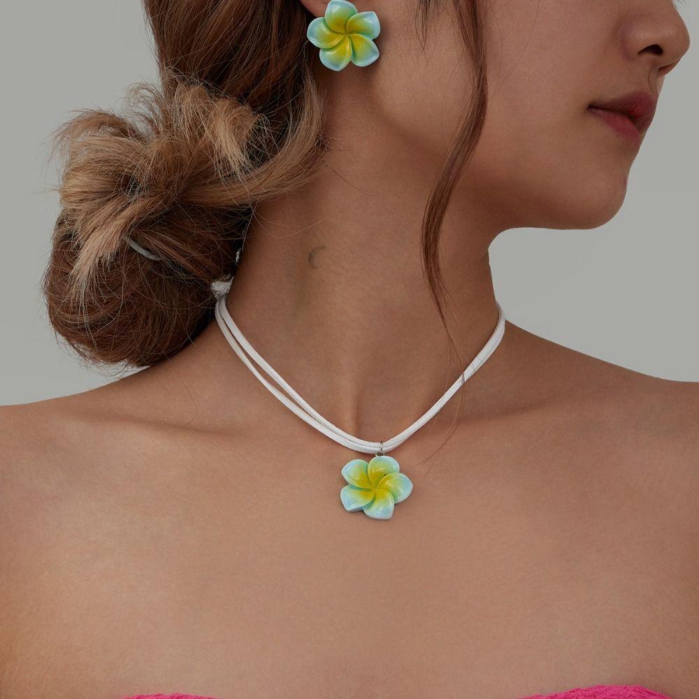 Egg Flower Earrings Necklaces Jewelry Set Beach Necklaces Bohemia Style Jewelry Gift
