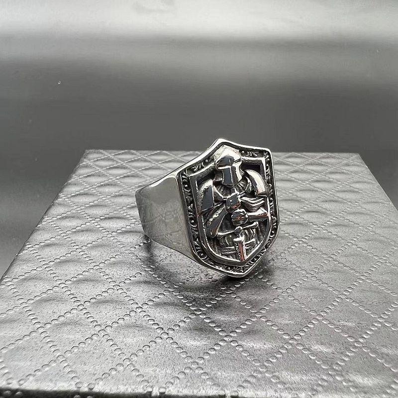 European Retro Titanium Steel Templar Knight Men's Ring
