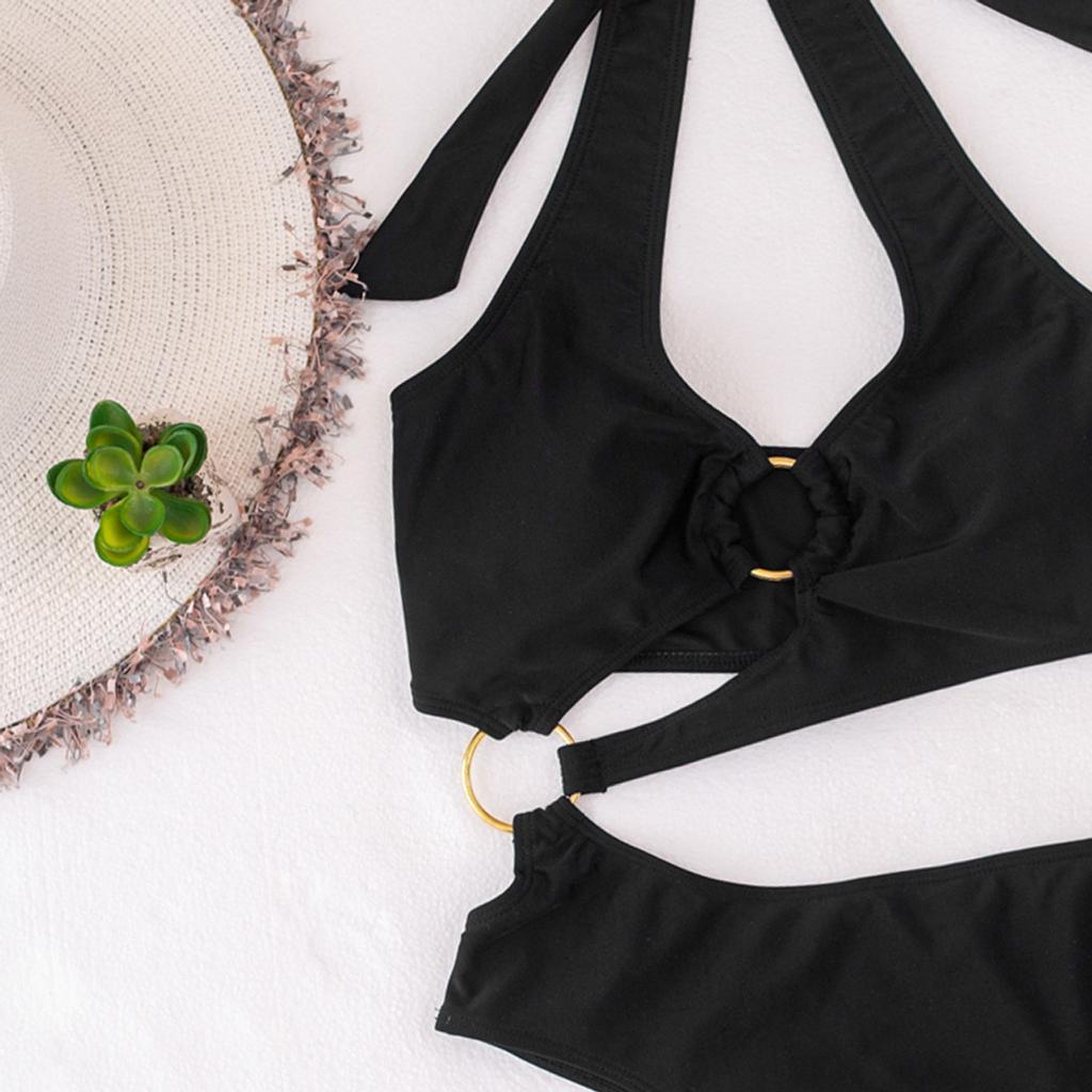 Damen Einteiliger Einfarbiger Badeanzug Badeanzug Bandage Bikini Schwimmen Strandbekleidung