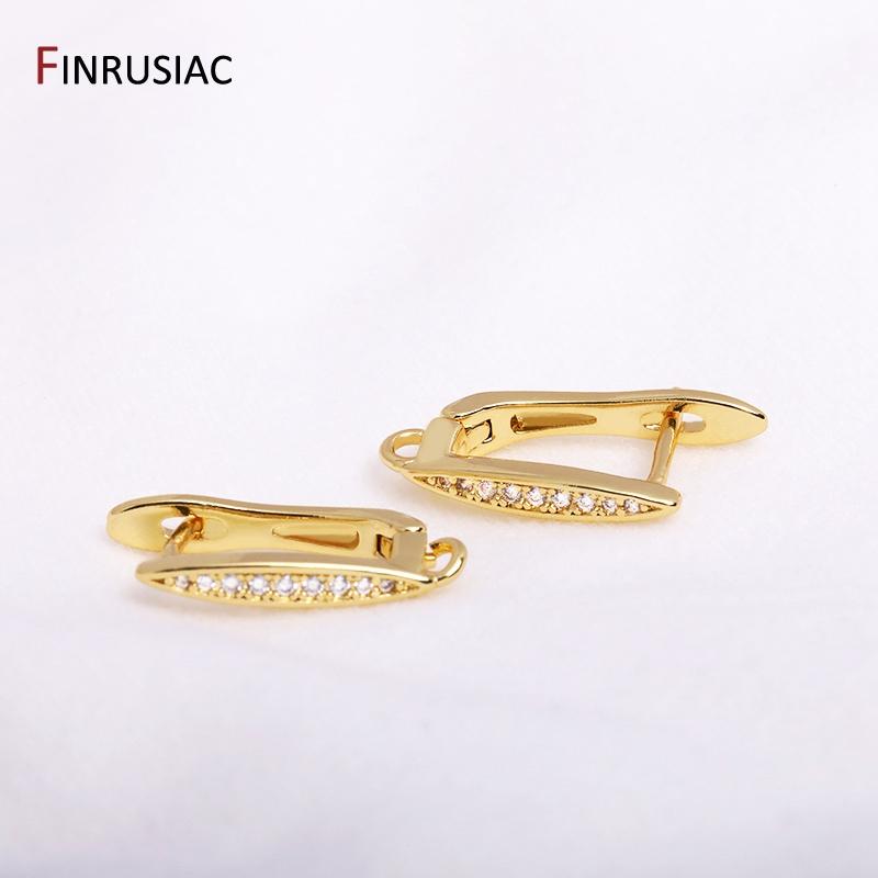 Rhodium/18K Gold Plated Zircon Earring Hooks Earring Making Supplies DIY Women Earring Jewelry Making Accessories Wholesale