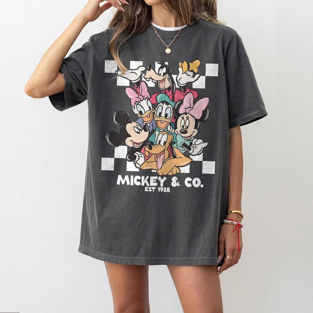 Plus Size Women's Classic Disney Mickey and Friends Shirt, Disneyland Trip Vacation Shirt Pure Cotton Streetwear Oversized