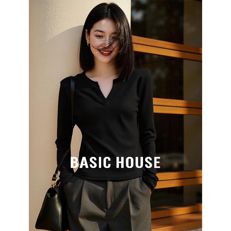 Basic House Women s Casual V-Neck Long Sleeve T-Shirt 2XL