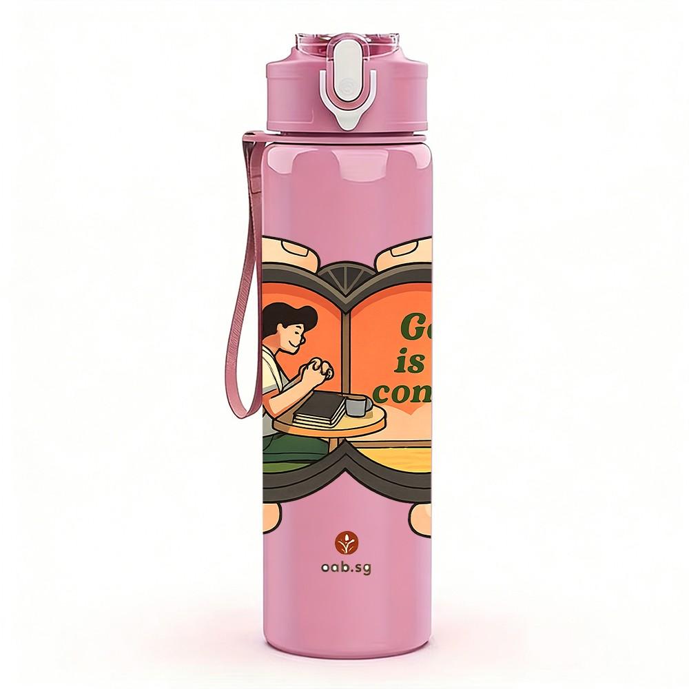 1PC Open Book Hand Quote Print 750ml Color Plastic Sports Water Bottle Leakproof Flip Straw Lid Suitable for Sports Office Home Use