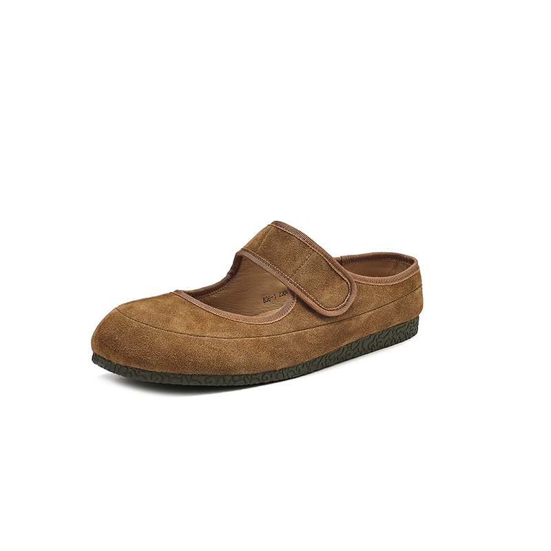 

Krazing Pot Cow Suede Nubuck Spring Autumn Winter Flats Slip on Mules Women Keep Warm Fashion Girls Casual Shoes 34