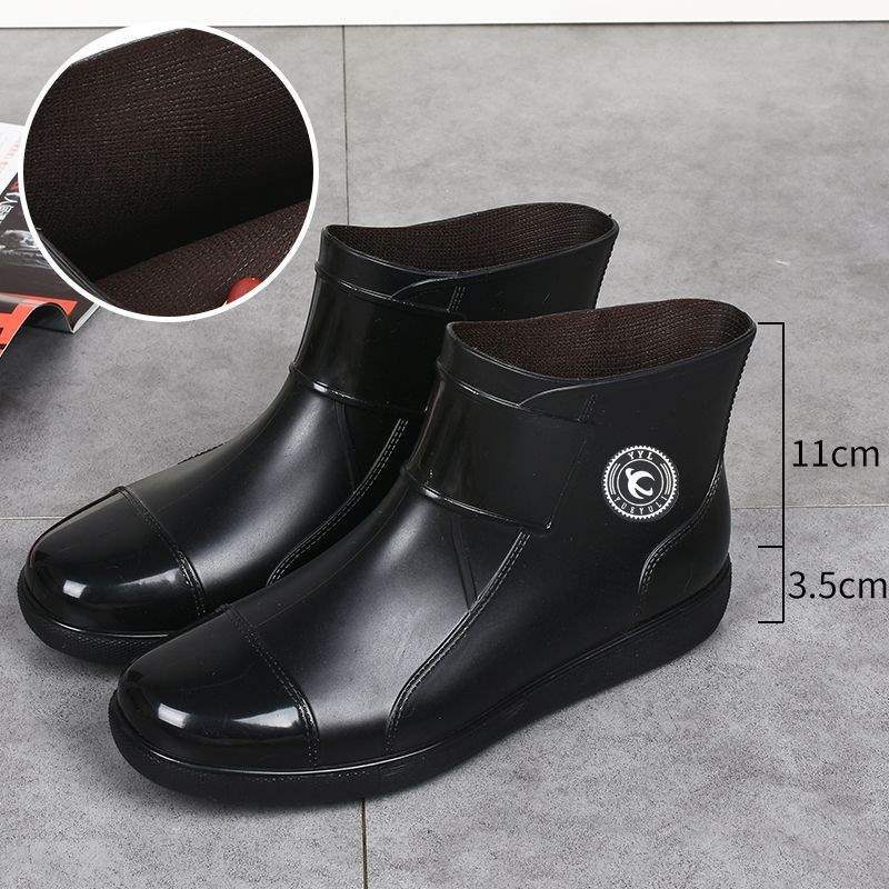 Galochas masculinas de cano curto inverno veludo quente tamanho grande impermeáveis galochas de chuva cozinha antiderrapante e resistente ao desgaste trabalho sapatos de borracha cobre-sapatos