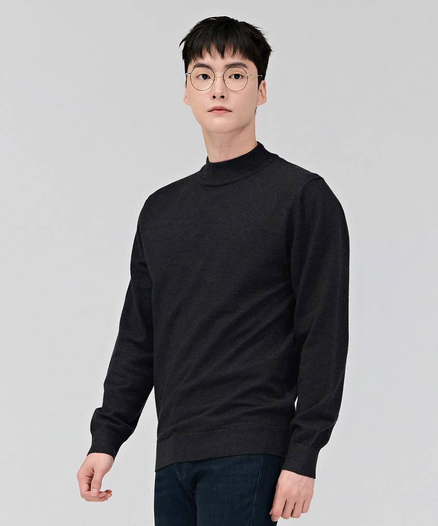CHASECULT Men'S Essentials Mock Neck Sweater - Charcoal