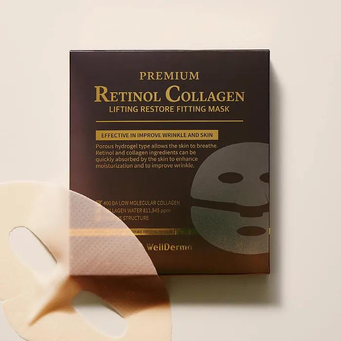 Radiance, Elasticity, Soothing_Wellderma Fitting Mask Pack 1 Box (4 Sheets) Choose 1 / (Collagen/Retinol/Cica)