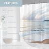 Beach Sunset Shower Curtain Ocean Waves And Sand Tropical Coast View Serene Bathroom Art Water Resistant Fabric Coastal Theme