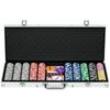 500-Piece Poker Chips Set, Poker Set with Mat, Chips, Two Card Decks, Dealer, Five Dices
